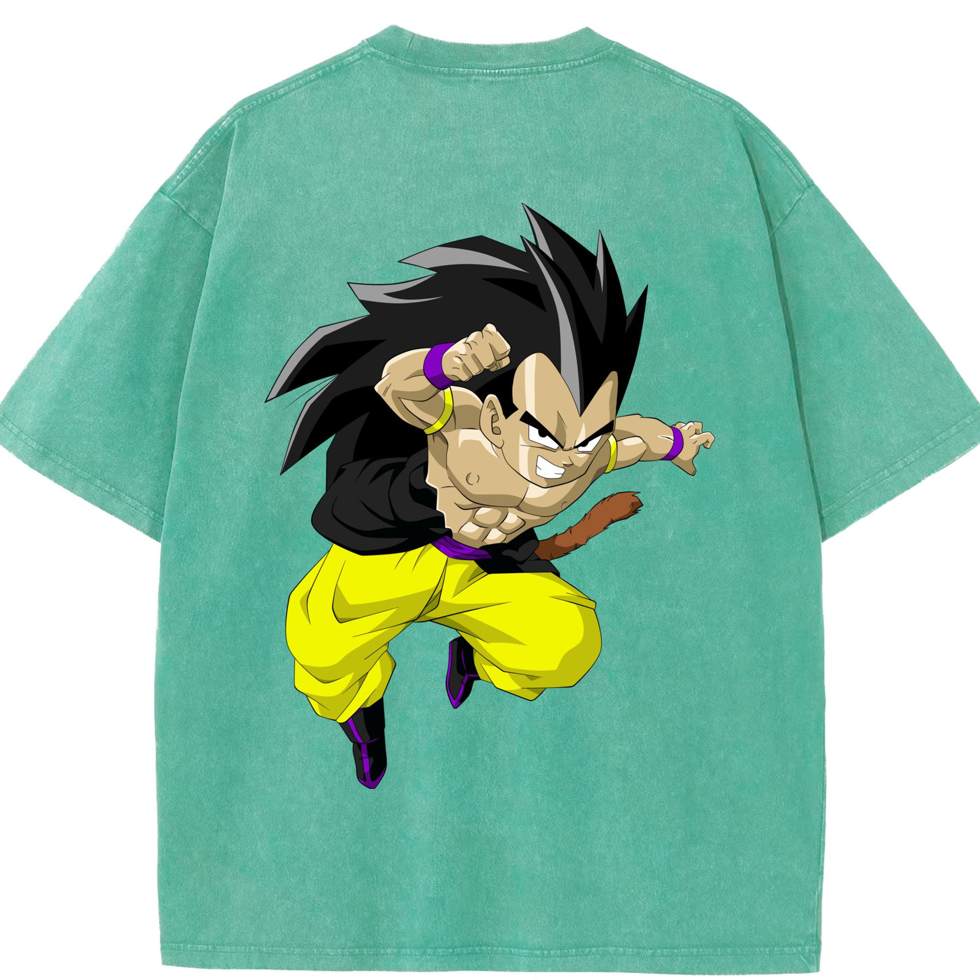 （画像用） ドラゴンボール ベジータ四世（Bejīta Yonsei）DRAGON BALL Vegeta IV 綿100% ヴィンテージ風 半袖Tシャツ（背面プリント）